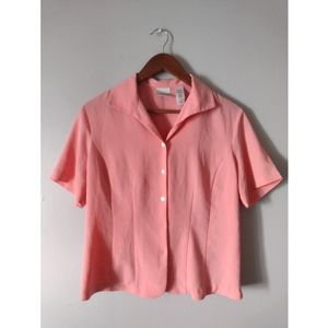 Vintage Villager Liz Claiborne Co. Button Front Short Sleeve Blouse Top